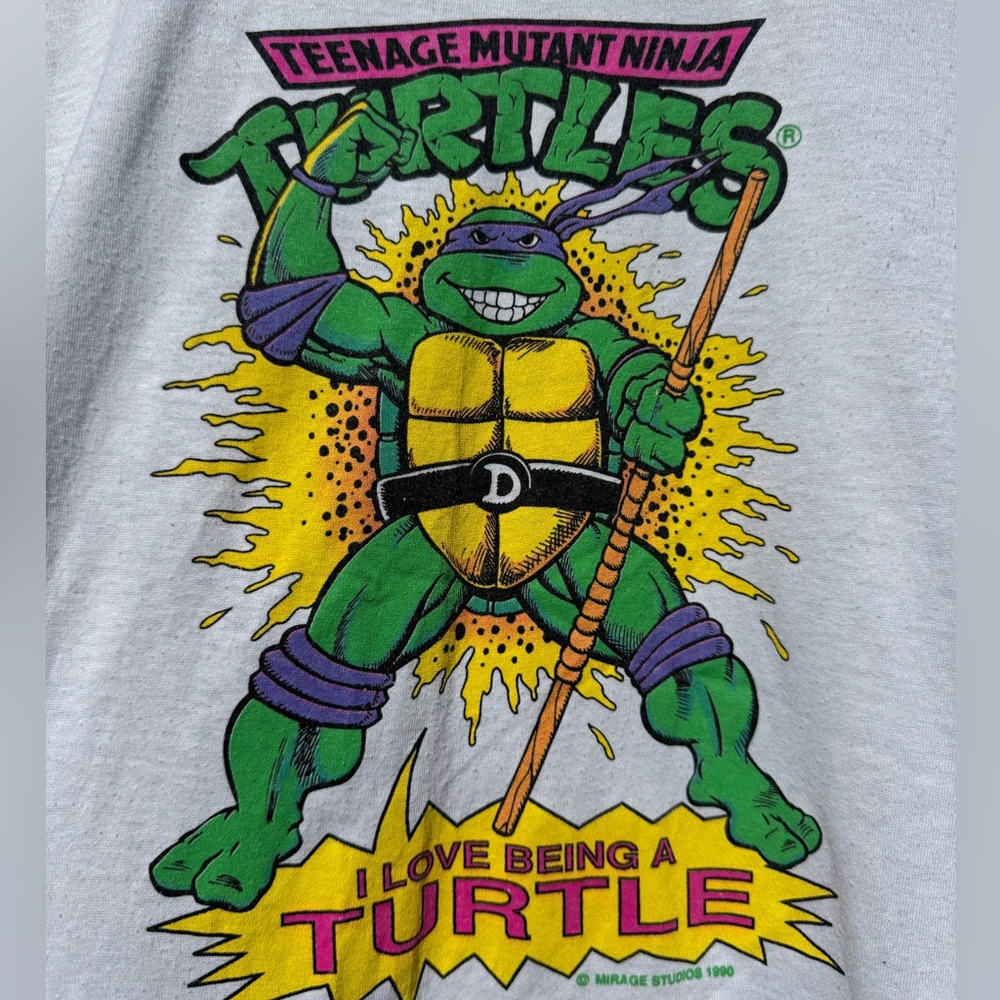 Screen Stars VTG Teenage Mutant Ninja Turtles 1990 T-Shirt - Gray, Green, Yellow